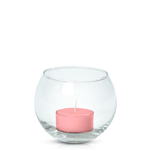 Coral Pink Tealight in Fishbowl, Pack of 24