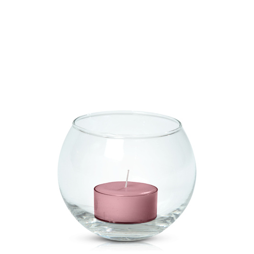 Dusty Pink Tealight in Fishbowl, Pack of 24