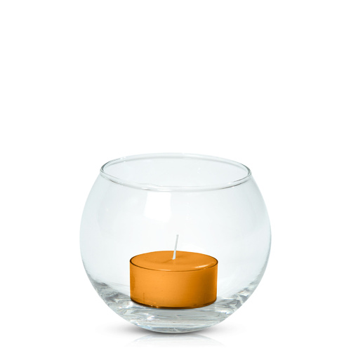 Orange Tealight in Fishbowl, Pack of 24
