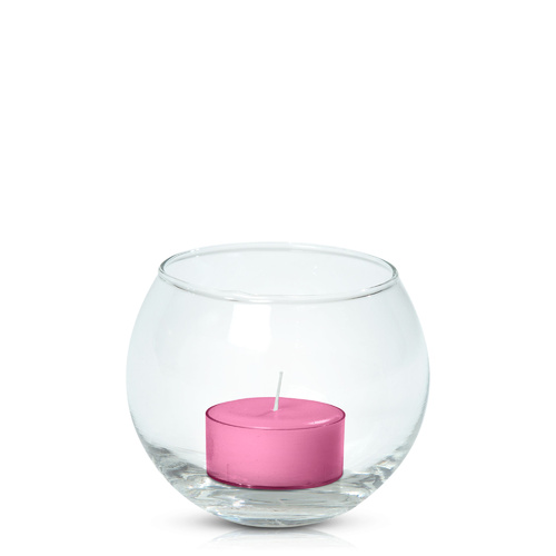 Rose Pink Tealight in Fishbowl, Pack of 24