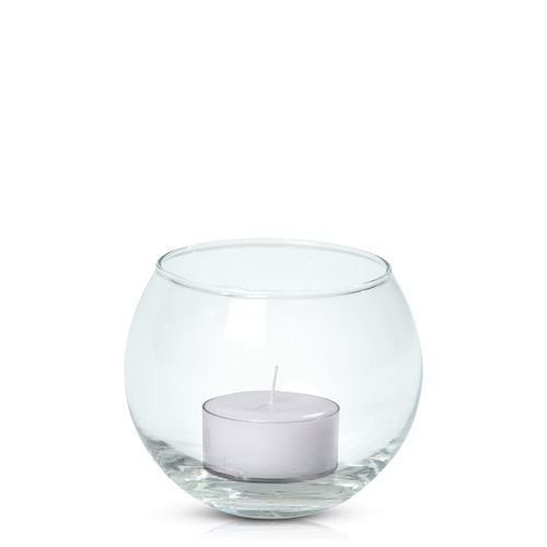 Silver Grey Tealight in Fishbowl, Pack of 24