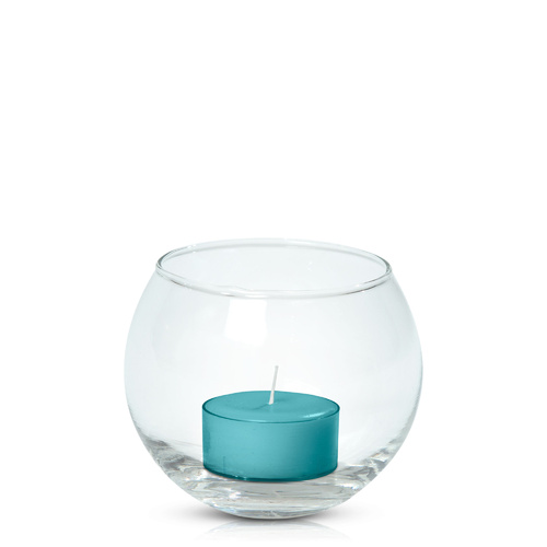 Teal Tealight in Fishbowl, Pack of 24