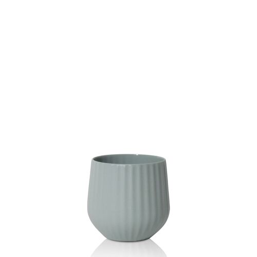 Sage Green 9cm Fluted Ceramic Cup