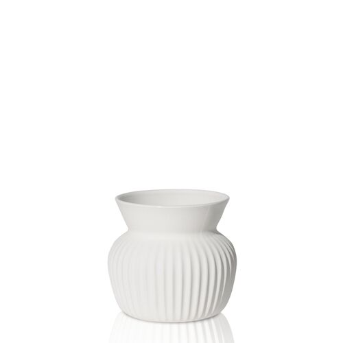 White 11cm Fluted Ceramic Vase