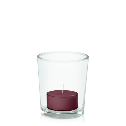 Burgundy Tealight in Glass Votive, Pack of 24