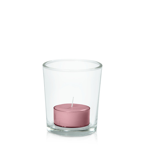 Dusty Pink Tealight in Glass Votive, Pack of 24