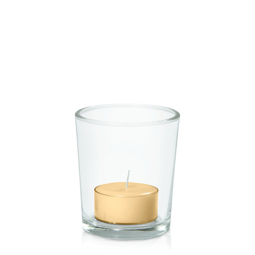 Gold Tealight in Glass Votive, Pack of 24
