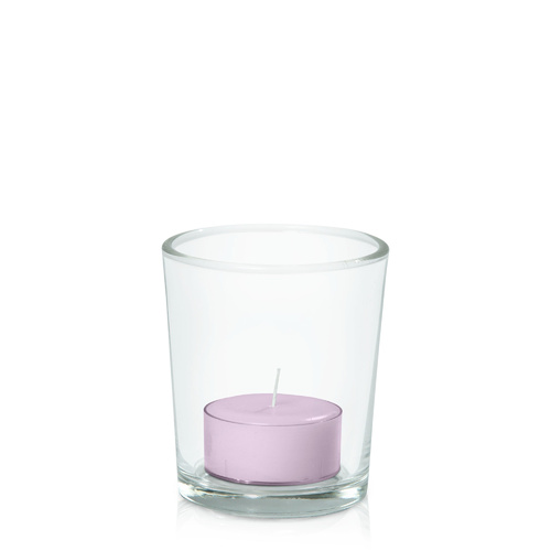 Lilac Tealight in Glass Votive, Pack of 24
