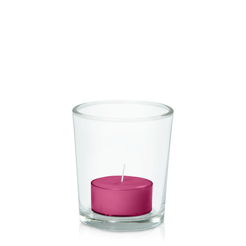 Magenta Tealight in Glass Votive, Pack of 24