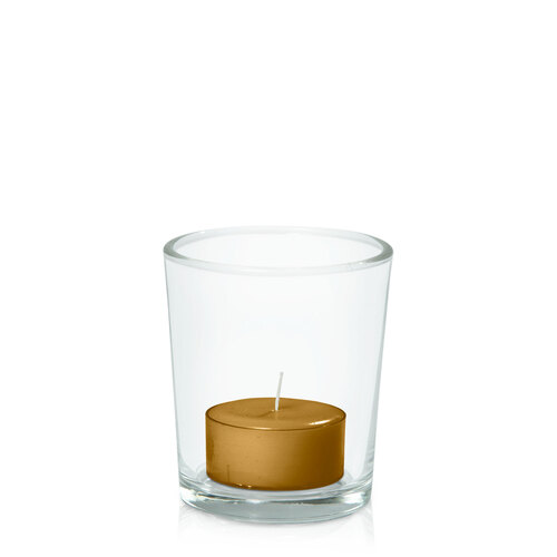 Mustard Tealight in Glass Votive, Pack of 24
