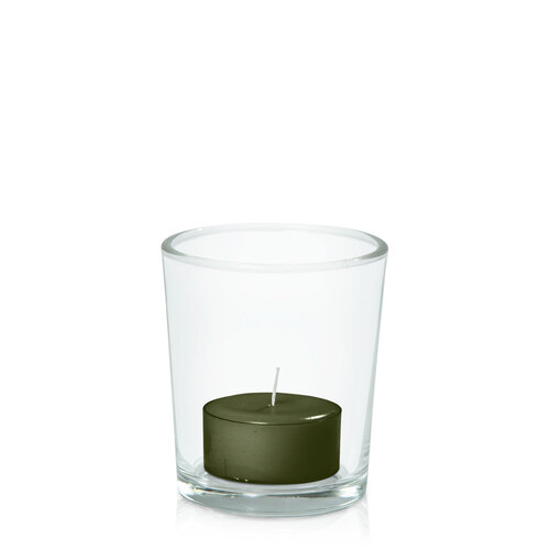 Olive Tealight in Glass Votive, Pack of 24