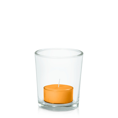 Orange Tealight in Glass Votive, Pack of 24