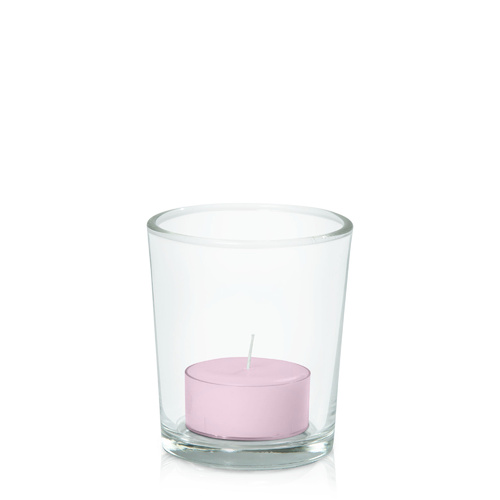 Pastel Pink Tealight in Glass Votive, Pack of 24