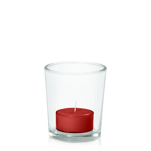 Red Tealight in Glass Votive, Pack of 24