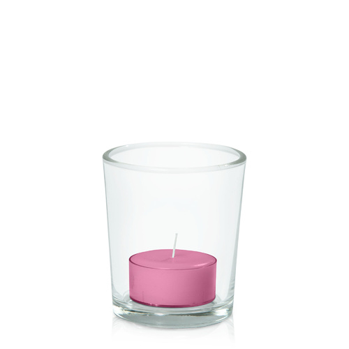 Rose Pink Tealight in Glass Votive, Pack of 24