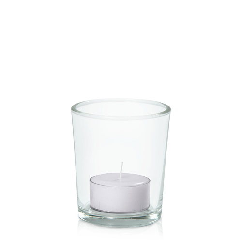 Silver Grey Tealight in Glass Votive, Pack of 24