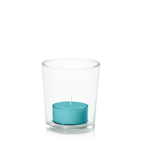Teal Tealight in Glass Votive, Pack of 24