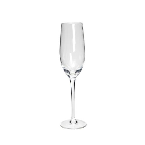 Clear Ribbed Glass Champagne Flute, Pack of 4