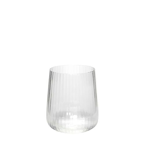 Clear Ribbed Glass Short Tumbler, Pack of 4