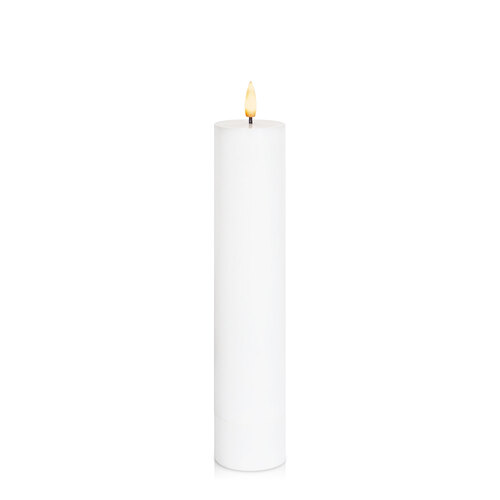 White 5cm x 20cm LED Pillar, Pack of 1