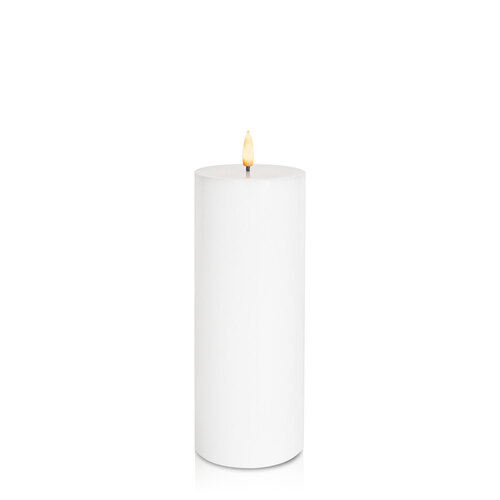 White 8cm x 20cm LED Pillar, Pack of 1