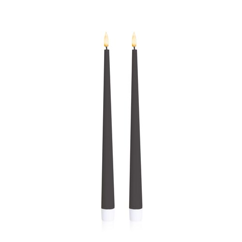 Black 31cm LED Taper Candle, Pack of 2