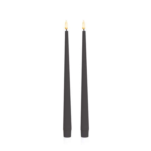 Black 31cm LED Taper Candle, Pack of 2