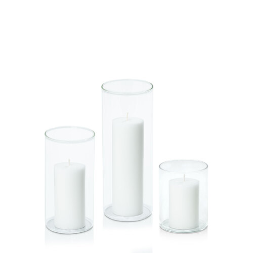 5cm Pillar in 8cm Glass Set - Sm
