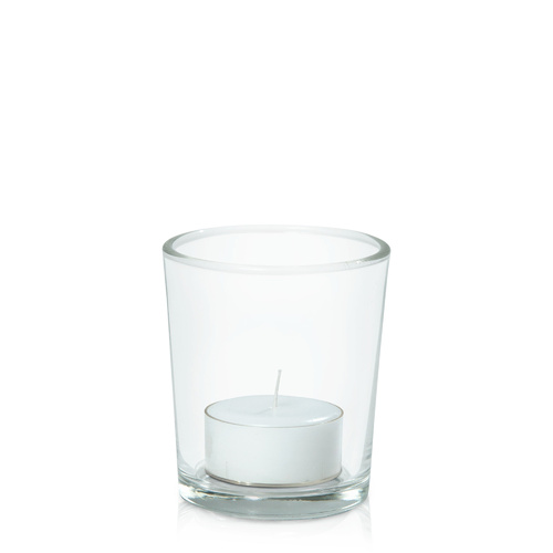 Dusty Blue Moreton Eco Tealight in Glass Votive, Pack of 24