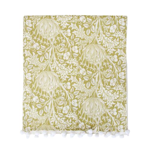 Gold and White 135cm x 30cm Cotton Table Runner