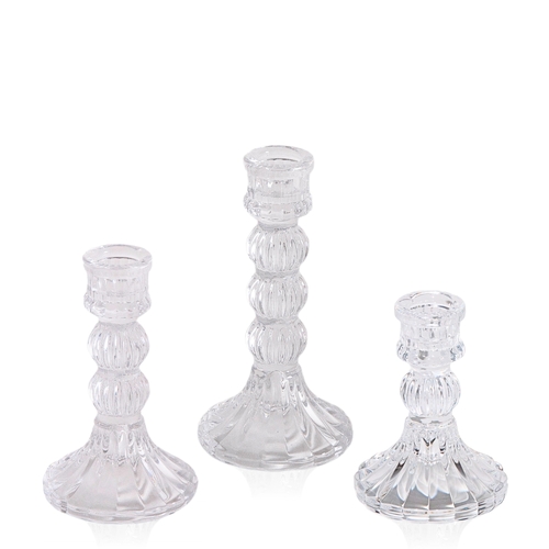 Estelle Glass Candle Holder Trio, Pack of 6 Sets