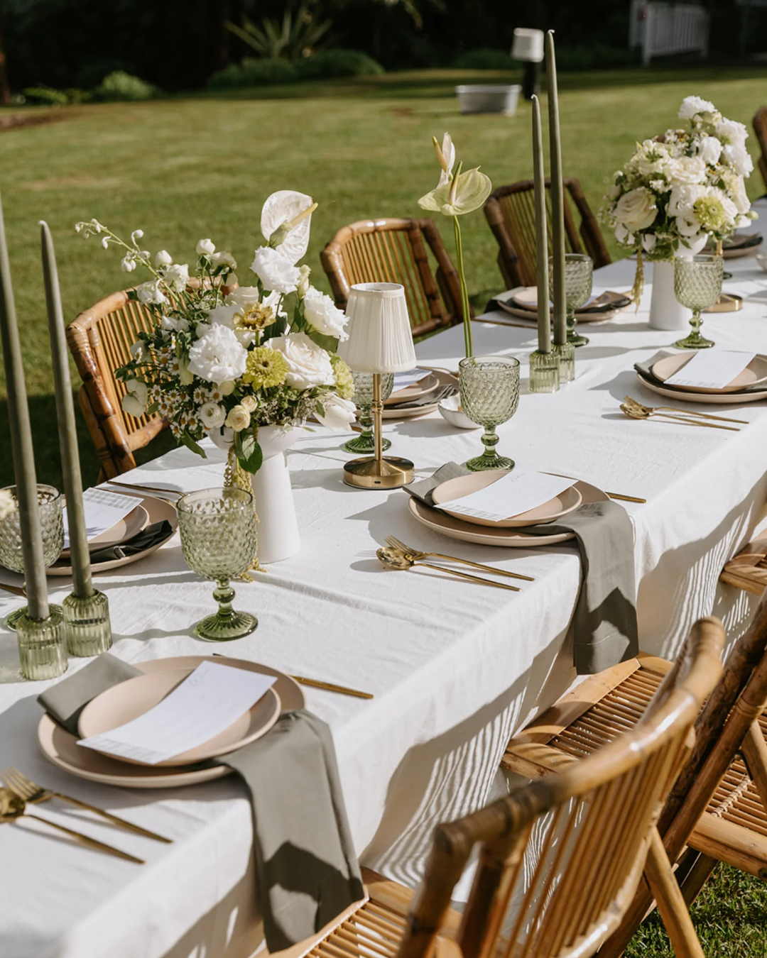 Moss Green Wedding Table Decor