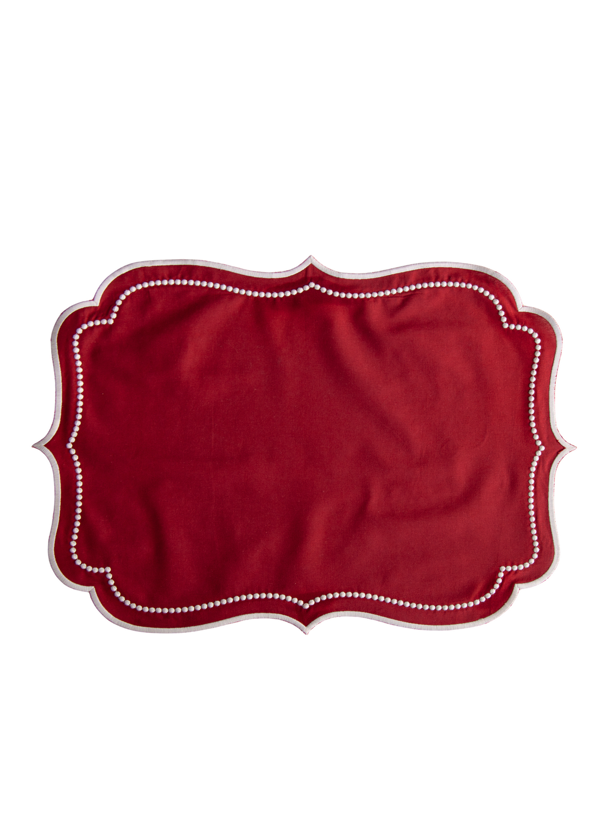 Wine & Meringue Organic Cotton Placemat with Embroidered Dots