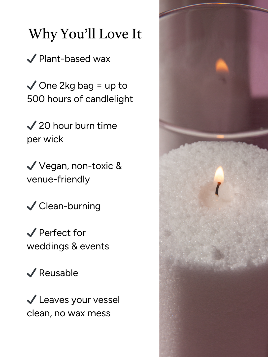 White Pearl Candle Wax in 8cm Glass Set - Med