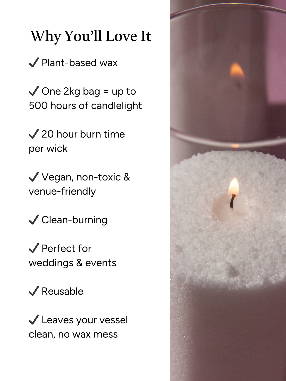 White Pearl Candle Wax in 8cm Glass Set - Med