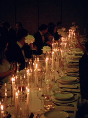 White 35cm Taper Candles with Bella Vintage Glass Holders and Glass Sleeves - Set of 12