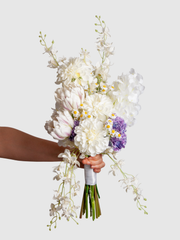Purple Carnation & White Orchid Wedding Bouquet