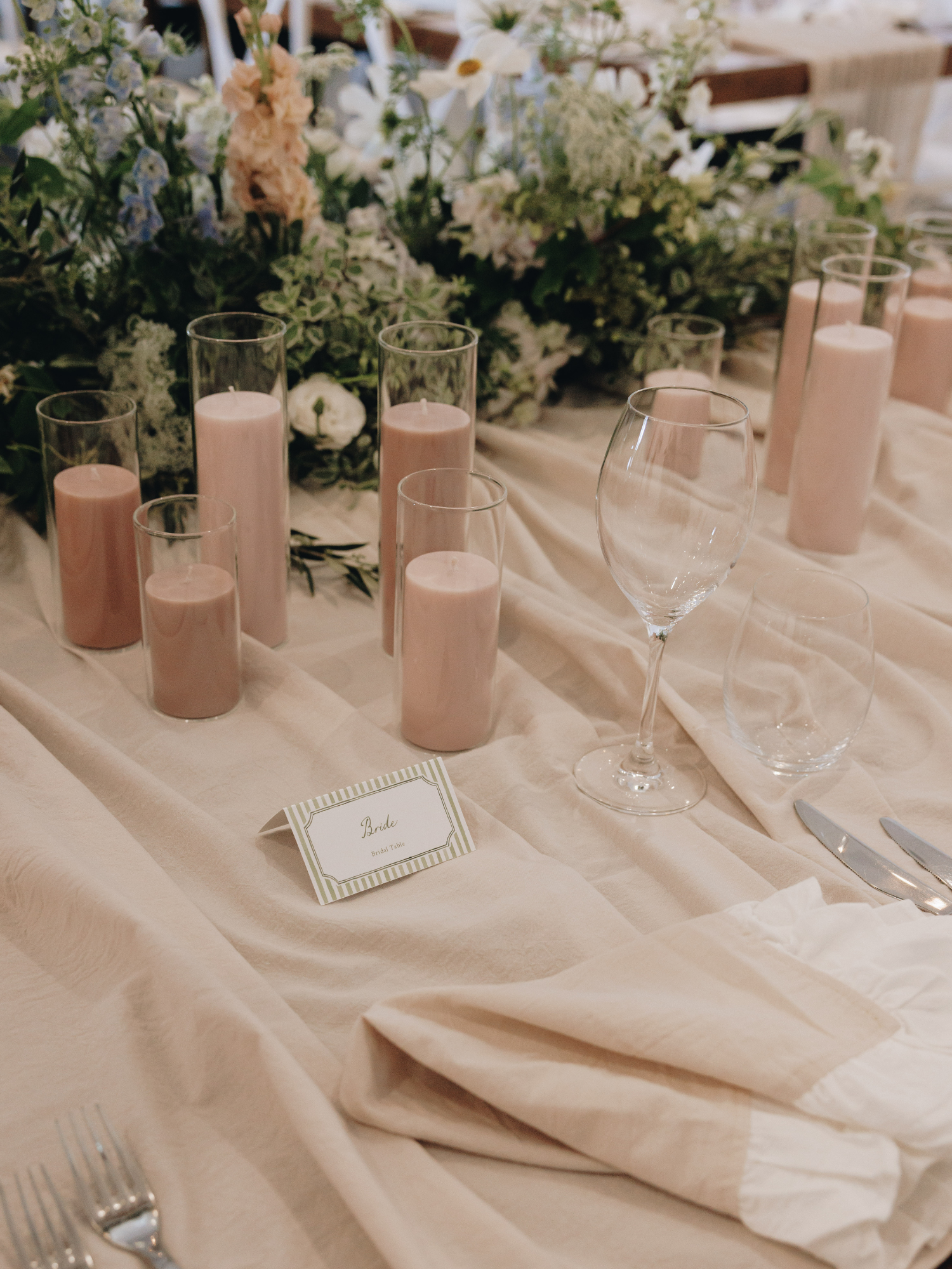 Vintage Blush 5cm Pillar in 5.8cm Glass Set - Med