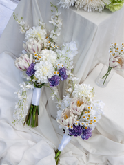 Purple Carnation & White Orchid Wedding Bouquet