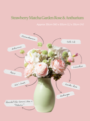 Strawberry Matcha Rose & Anthurium Arrangement