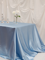 Powder Blue Satin Rectangle Tablecloth - Medium