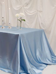 Powder Blue Satin Rectangle Tablecloth - Medium