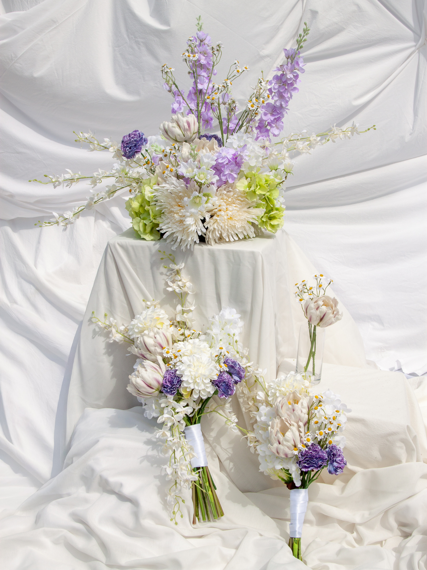 Purple Carnation & White Orchid Wedding Bouquet