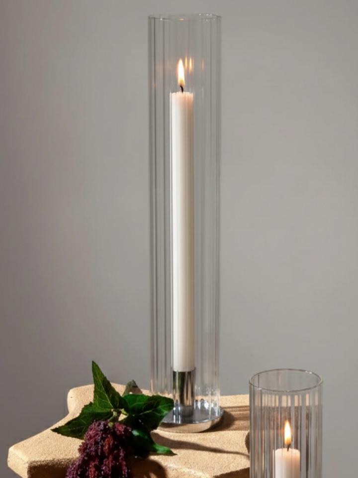 Clear 8cm x 45cm Ribbed Glass Sleeve
