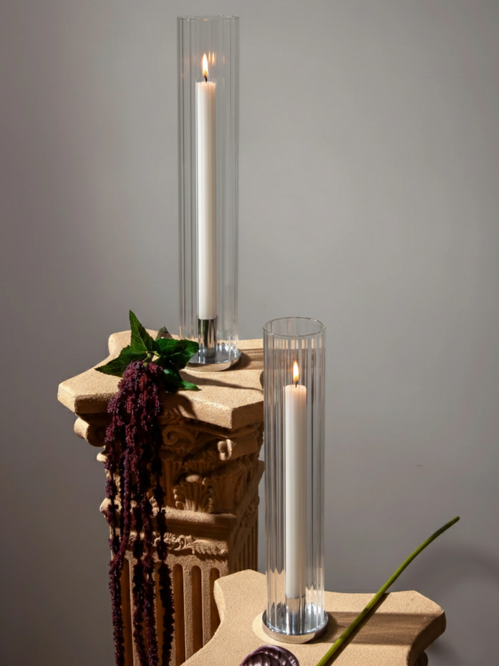 Clear 8cm x 45cm Ribbed Glass Sleeve