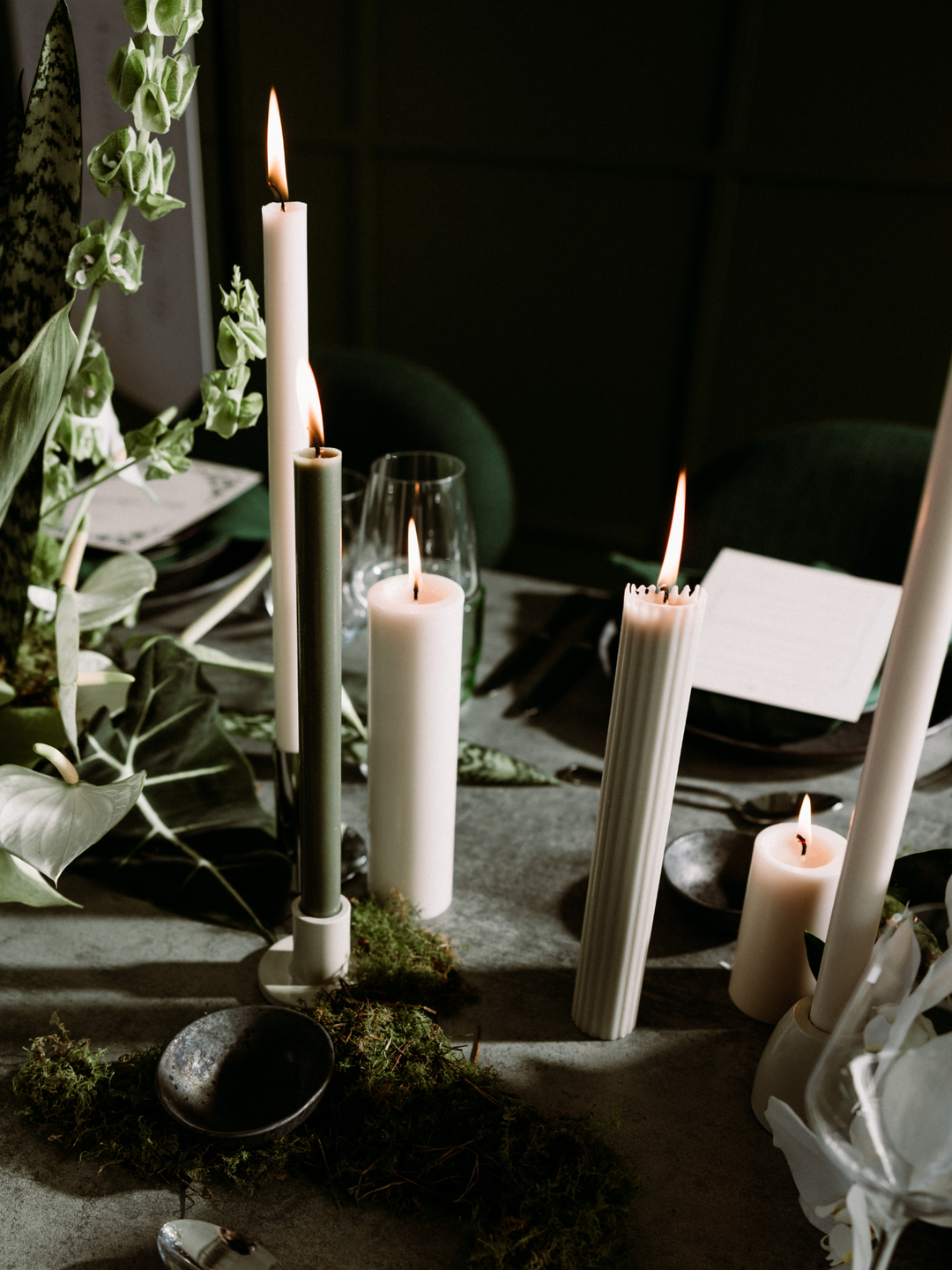 Pale Eucalypt 40cm Dinner Candles