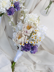 Purple Carnation & White Orchid Bridesmaid Bouquet