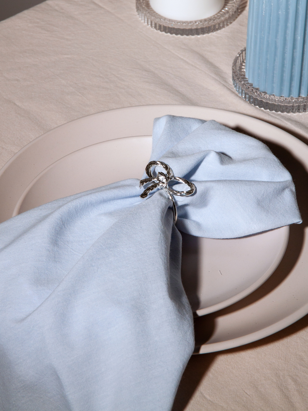 Drift & White Organic Cotton Napkin with Embroidered Dots