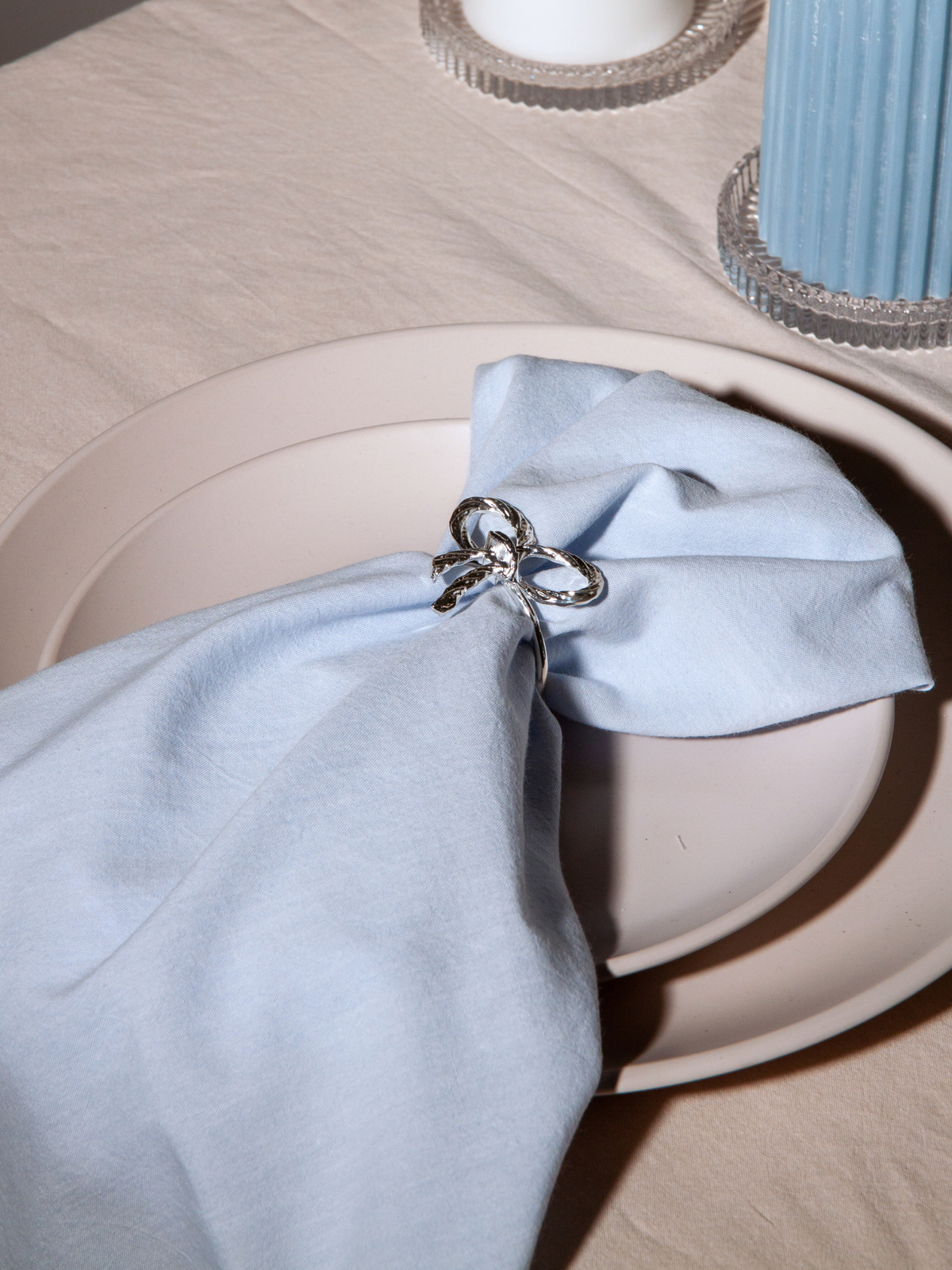 Drift & White Organic Cotton Napkin with Embroidered Dots