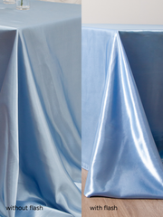 Powder Blue Satin Rectangle Tablecloth - Medium